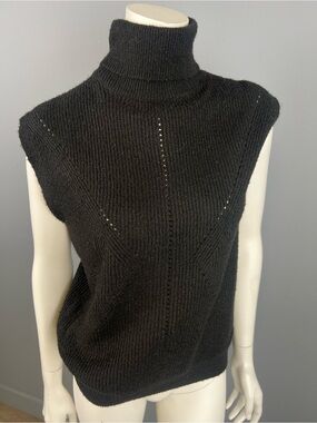 Garcia Vintage Sleeveless Turtleneck Knit Sweater Vest - Black